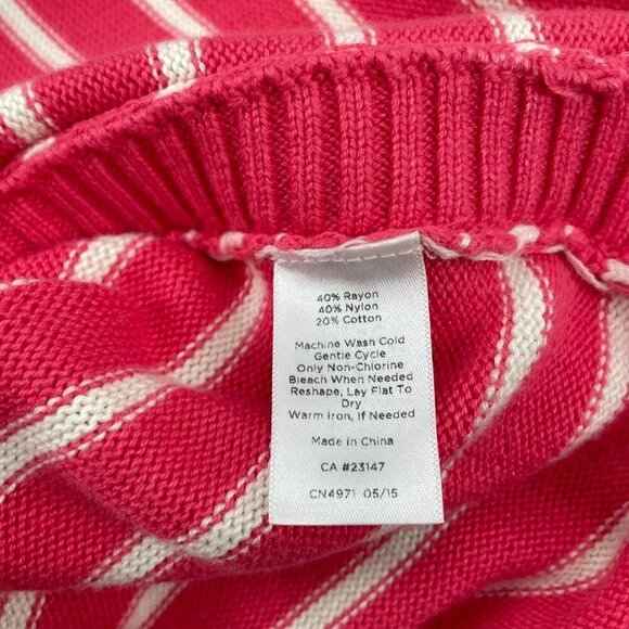 Talbots Pink White Striped Long Sleeve Sweater Tunic Womens Size Medium Casual - Picture 6 of 7